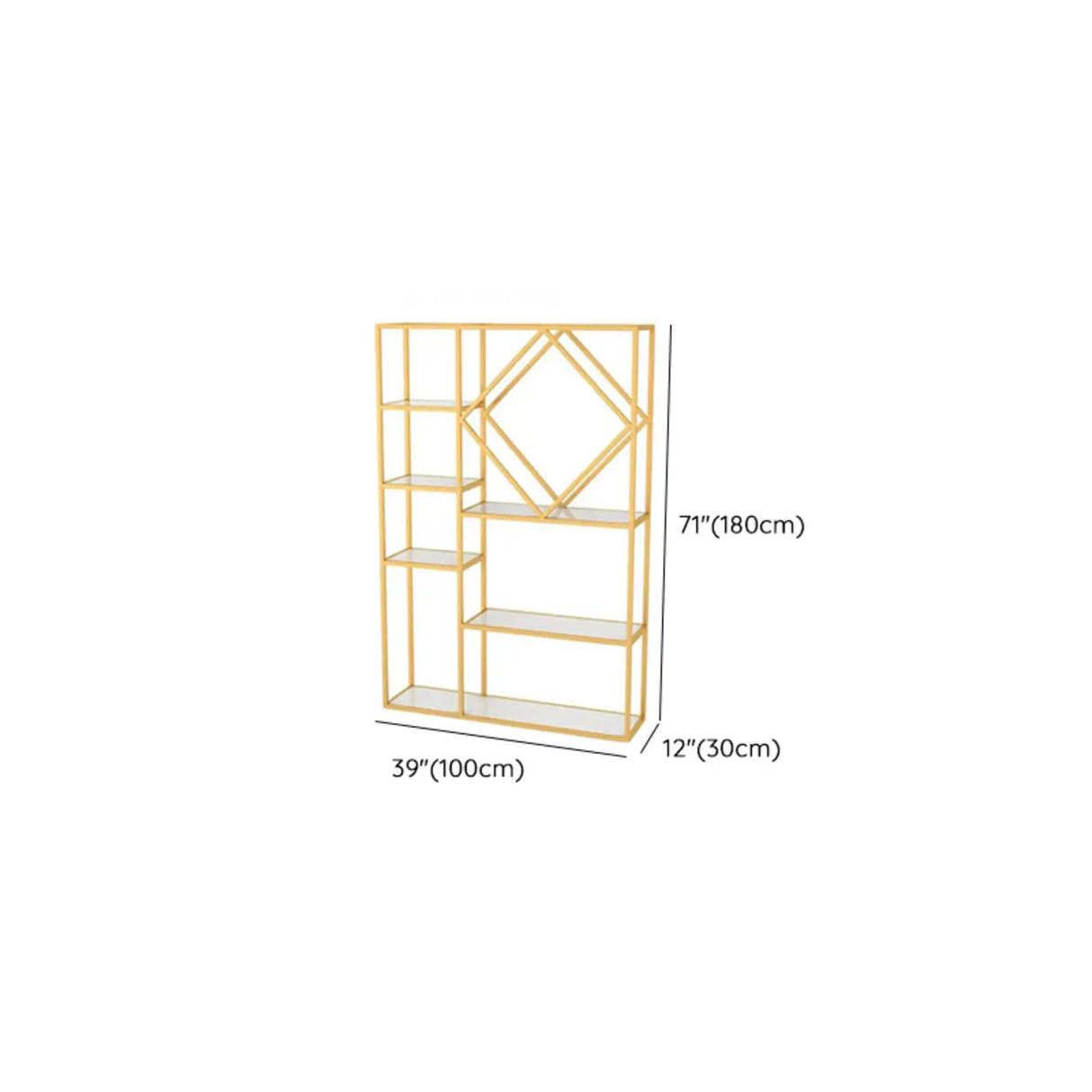 Stylish Geometric Metallic Gold Steel Display Bookshelf 