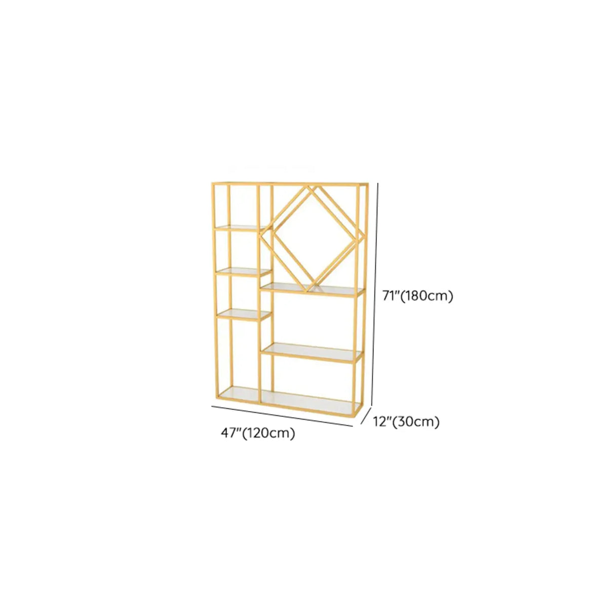 Stylish Geometric Metallic Gold Steel Display Bookshelf Image - 11