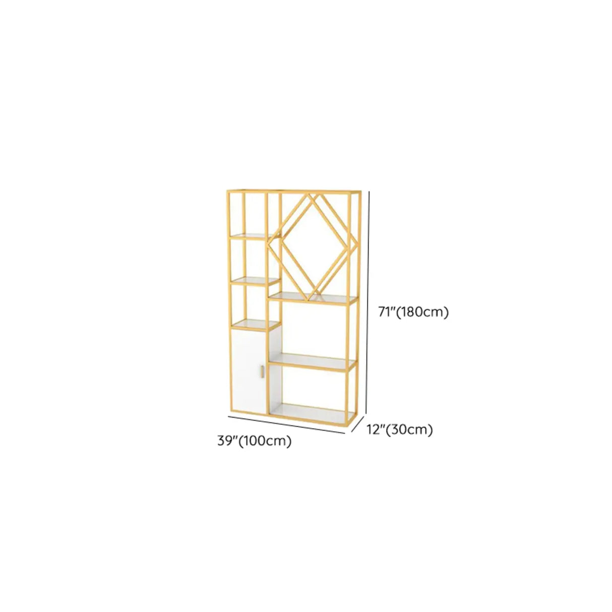 Stylish Geometric Metallic Gold Steel Display Bookshelf Image - 12