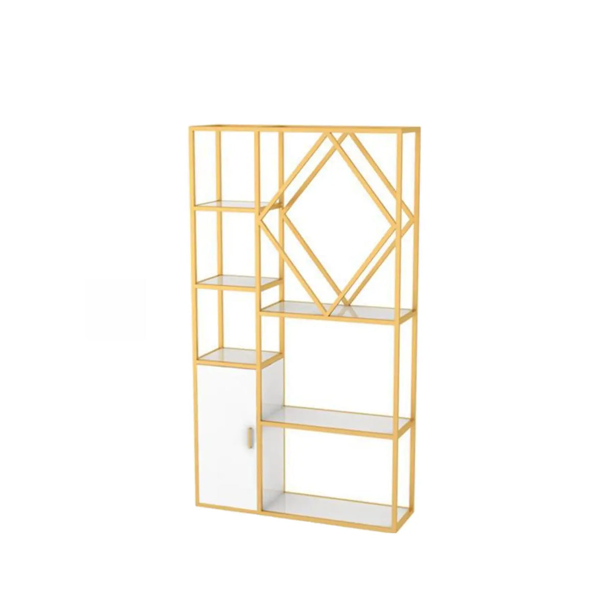 Stylish Geometric Metallic Gold Steel Display Bookshelf Image - 5