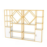 Stylish Geometric Metallic Gold Steel Display Bookshelf Image - 8