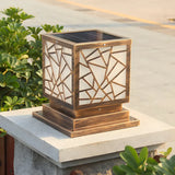 Stylish Geometric Solar Black Outdoor Post Table Lamp Image - 17