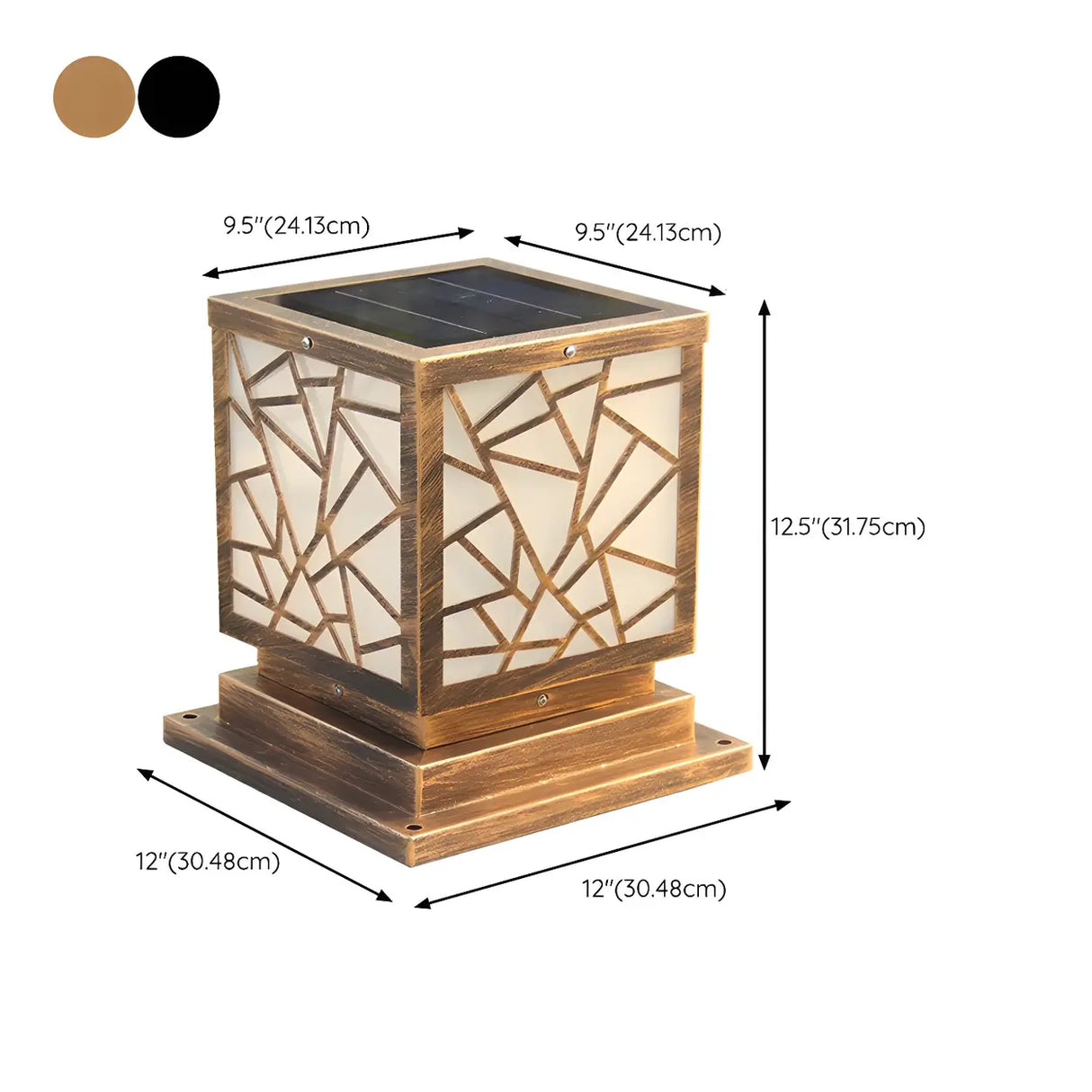 Stylish Geometric Solar Black Outdoor Post Table Lamp Image - 20