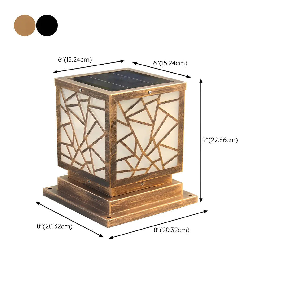 Stylish Geometric Solar Black Outdoor Post Table Lamp Image - 22