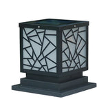 Stylish Geometric Solar Black Outdoor Post Table Lamp Image - 3