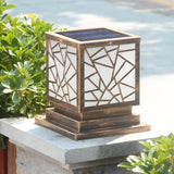 Stylish Geometric Solar Black Outdoor Post Table Lamp Image - 4
