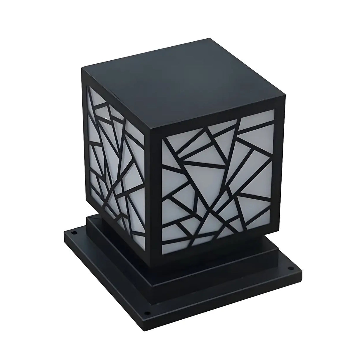Stylish Geometric Solar Black Outdoor Post Table Lamp Image - 7