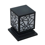 Stylish Geometric Solar Black Outdoor Post Table Lamp Image - 7