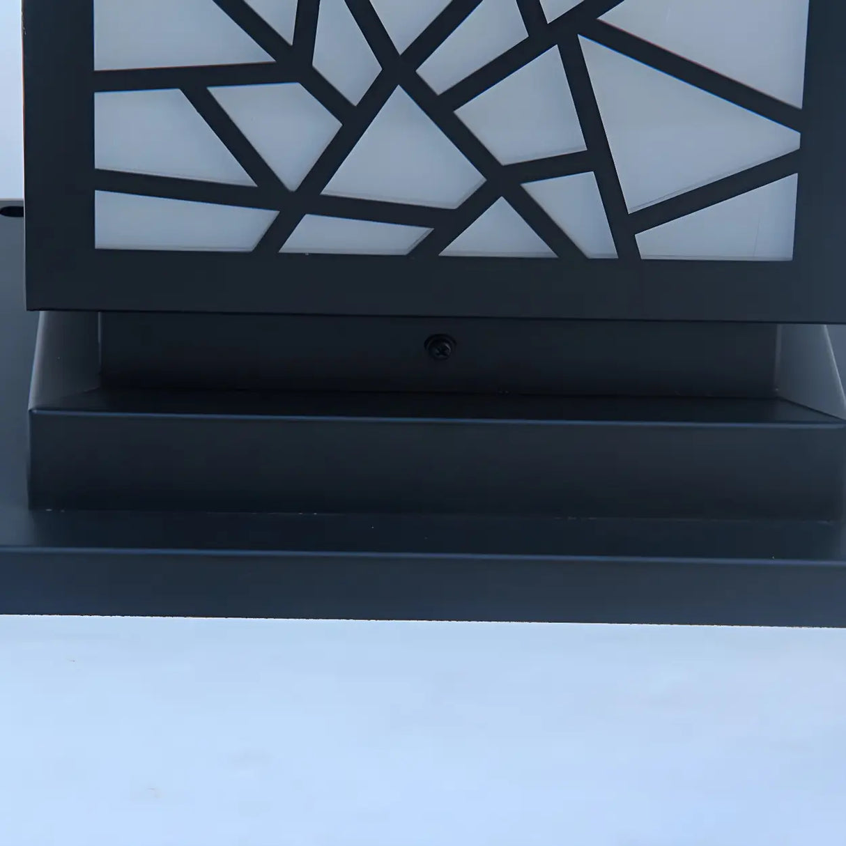 Stylish Geometric Solar Black Outdoor Post Table Lamp Image - 9