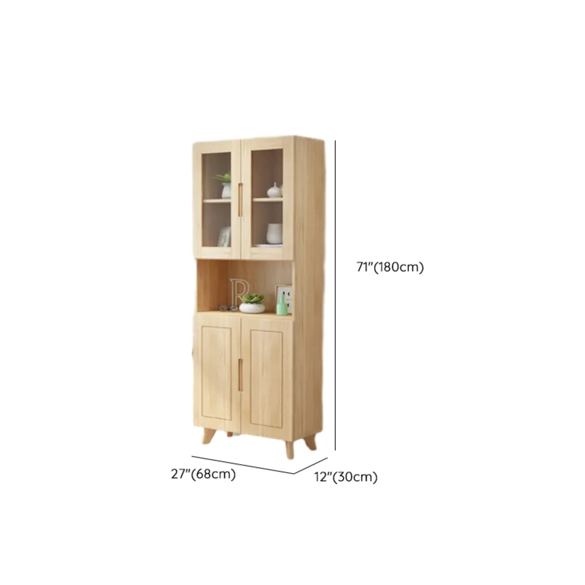 Stylish Glass Doors Closed Back Wood Storage Bookcases Image - 14