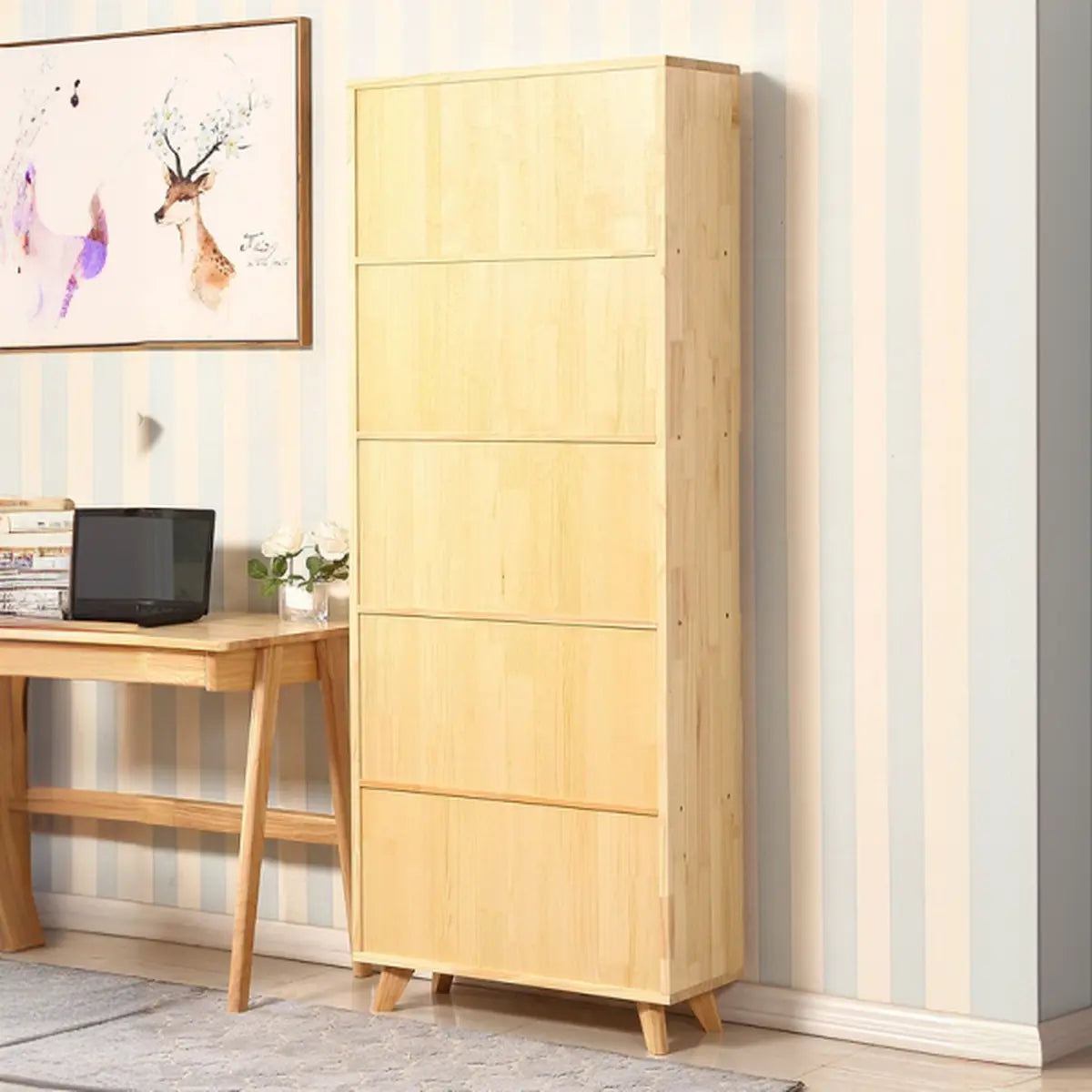 Stylish Glass Doors Closed Back Wood Storage Bookcases Image - 5