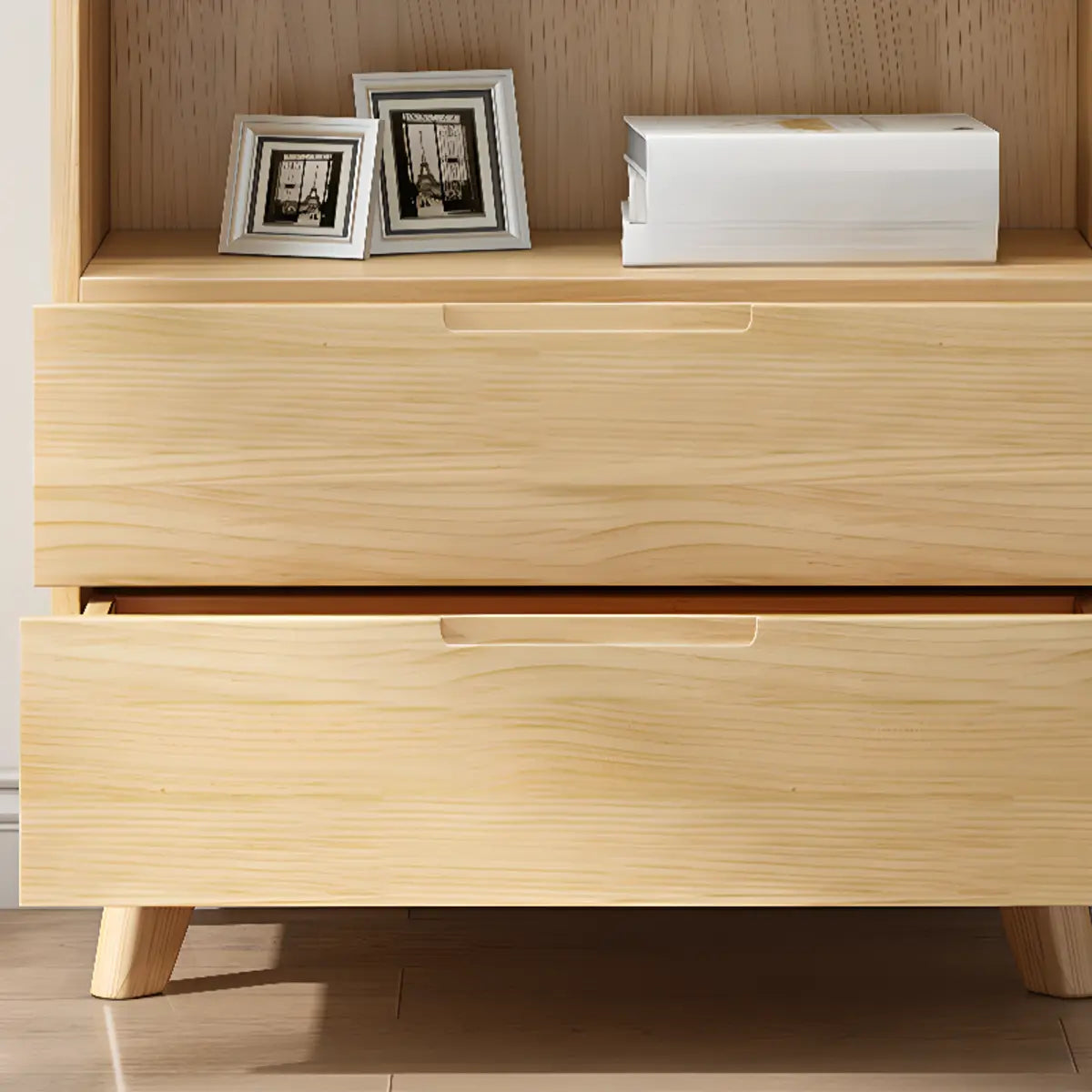 Stylish Glass Doors Closed Back Wood Storage Bookcases Image - 6