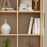 Stylish Glass Doors Closed Back Wood Storage Bookcases Image - 8