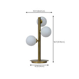 Stylish Gold 3-Light Globe Shade Metal Table Lamp #size