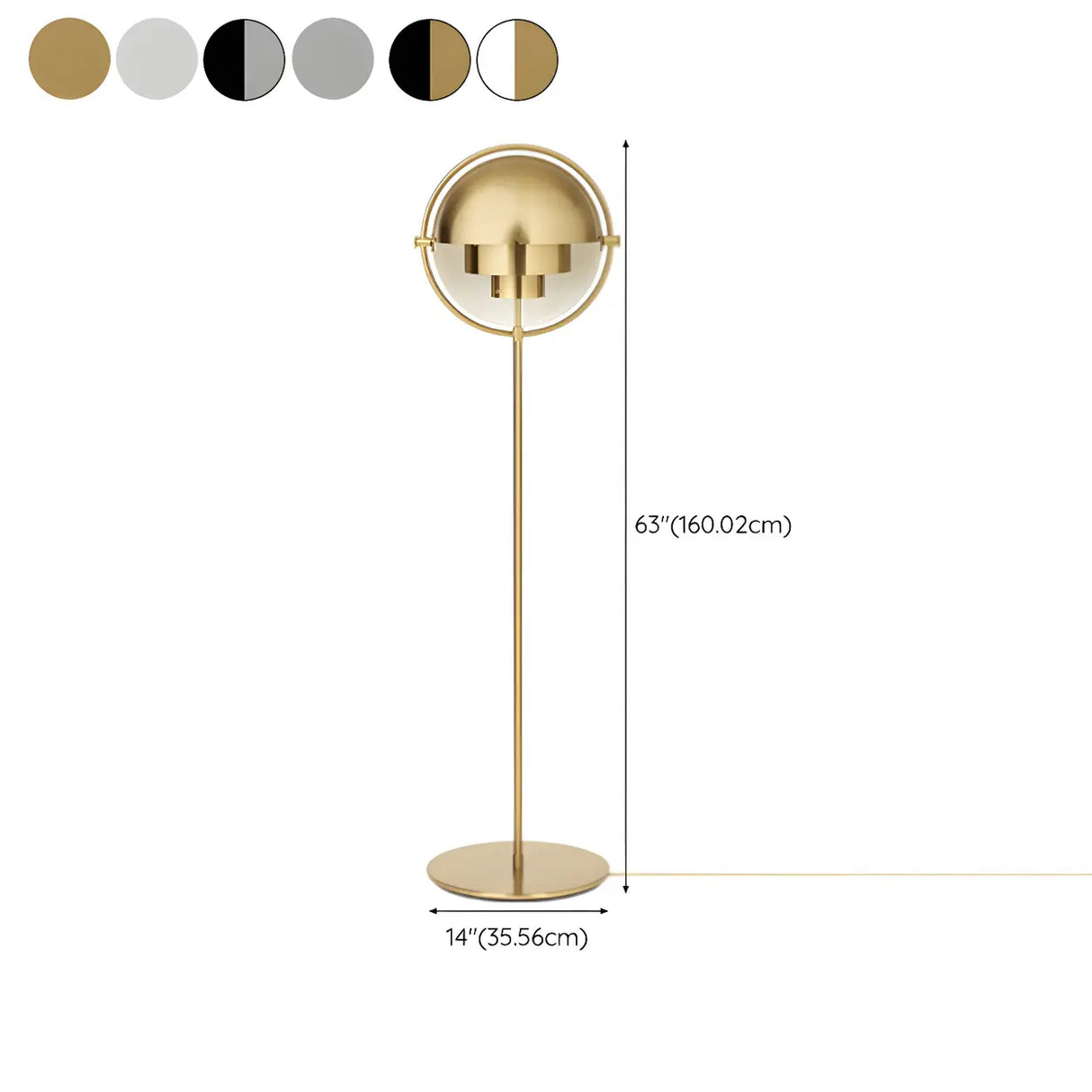 Stylish Gold Finish Spherical Metal LED Floor Lamp 