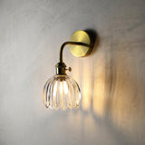 Stylish Gold Flower Clear Glass Bedside Wall Sconce Image - 10