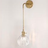 Stylish Gold Flower Clear Glass Bedside Wall Sconce Image - 12