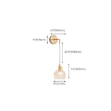 Stylish Gold Flower Clear Glass Bedside Wall Sconce #size