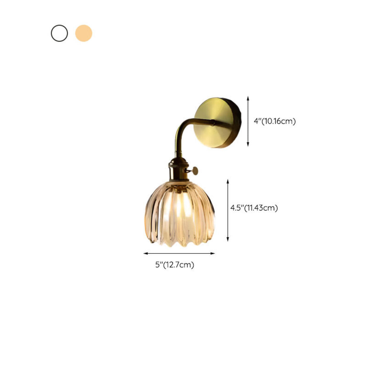 Stylish Gold Flower Clear Glass Bedside Wall Sconce Image - 19