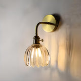 Stylish Gold Flower Clear Glass Bedside Wall Sconce Image - 3