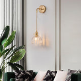 Stylish Gold Flower Clear Glass Bedside Wall Sconce Image - 4