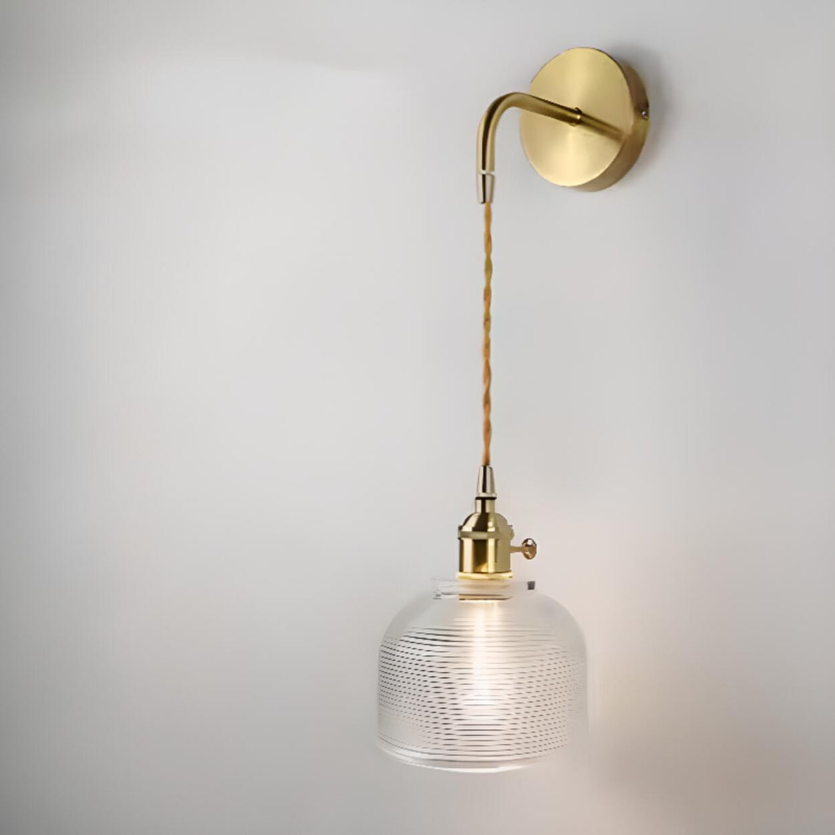 Stylish Gold Flower Clear Glass Bedside Wall Sconce Image - 5