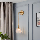 Stylish Gold Flower Clear Glass Bedside Wall Sconce Image - 8