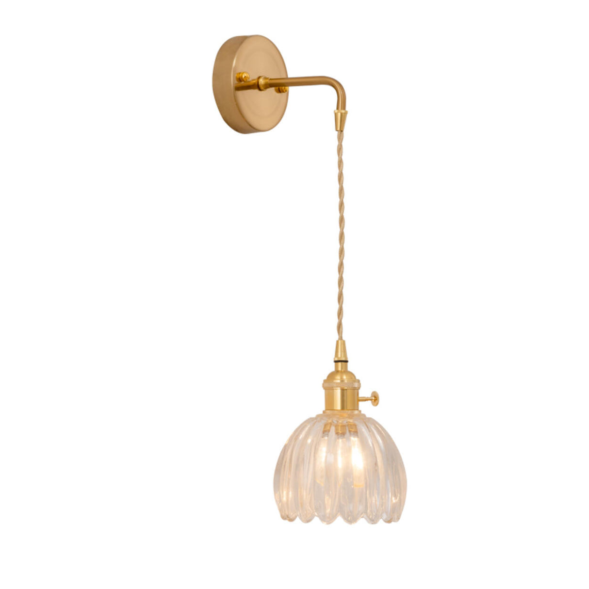 Stylish Gold Flower Clear Glass Bedside Wall Sconce Image - 9