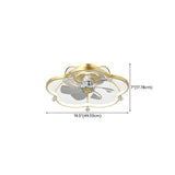 Stylish Gold Flower Metal Flush Ceiling Fan with Light #size