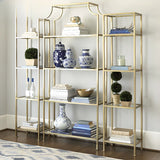 Stylish Golden Open-Back Iron Etagere Display Bookshelf Image - 1
