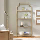Stylish Golden Open-Back Iron Etagere Display Bookshelf Image - 2