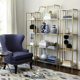Stylish Golden Open-Back Iron Etagere Display Bookshelf Image - 4