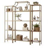 Stylish Golden Open-Back Iron Etagere Display Bookshelf Image - 5