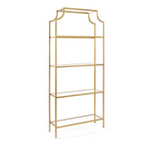 Stylish Golden Open-Back Iron Etagere Display Bookshelf Image - 8