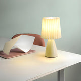 Stylish Green Cylinder Fabric Cone Ceramic Table Lamp Image - 5