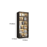 Stylish Grey Wood Vertical Glass Door Tall Bookcase #size