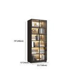 Stylish Grey Wood Vertical Glass Door Tall Bookcase Image - 16