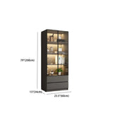 Stylish Grey Wood Vertical Glass Door Tall Bookcase Image - 17