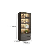 Stylish Grey Wood Vertical Glass Door Tall Bookcase Image - 20