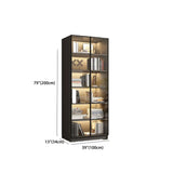 Stylish Grey Wood Vertical Glass Door Tall Bookcase Image - 23