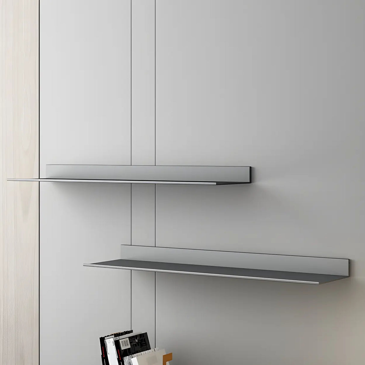 Stylish Horizontal Wall Mount Metal Short Bookshelves Image - 16