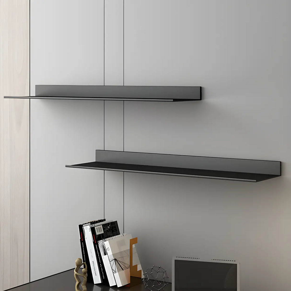 Stylish Horizontal Wall Mount Metal Short Bookshelves Image - 17