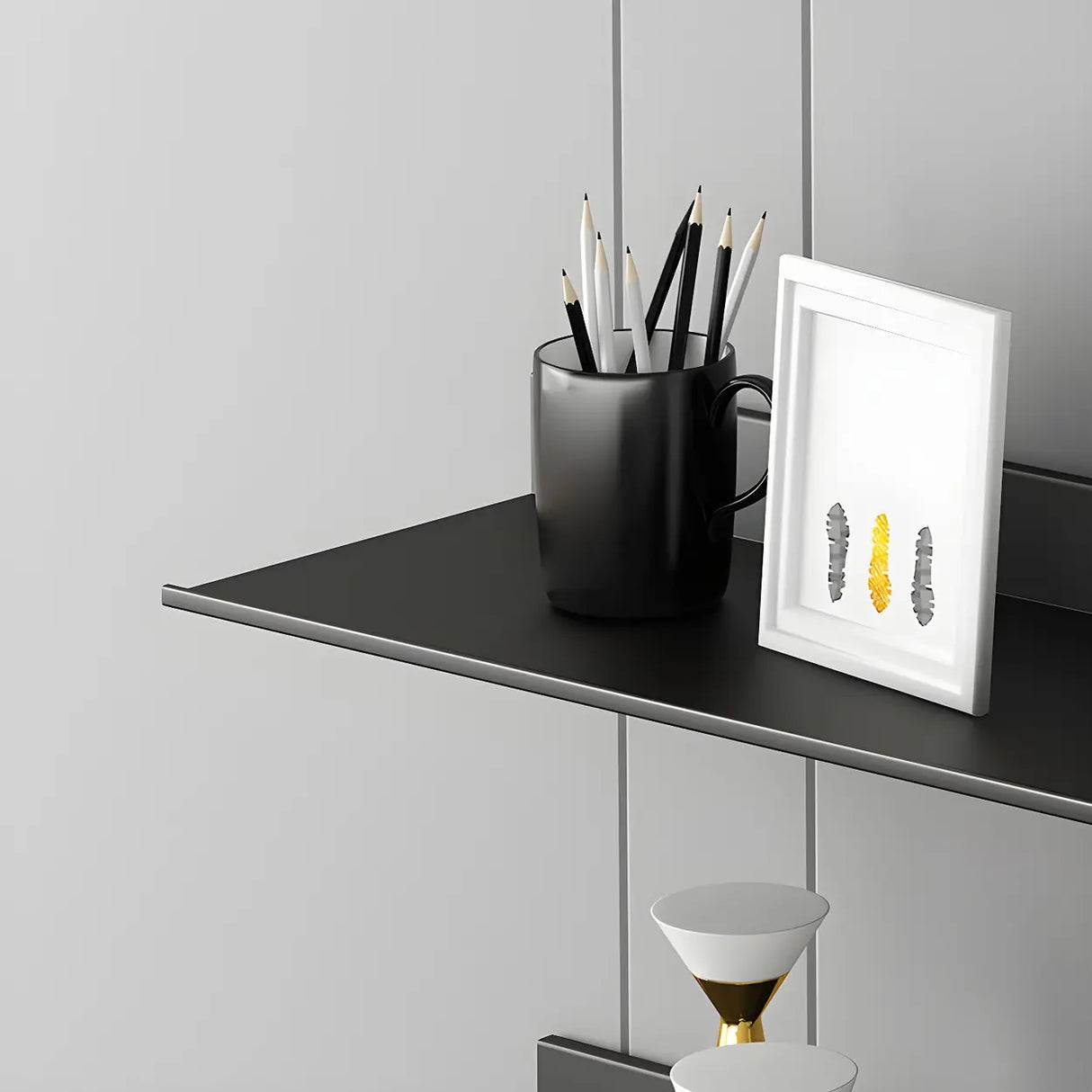 Stylish Horizontal Wall Mount Metal Short Bookshelves Image - 6