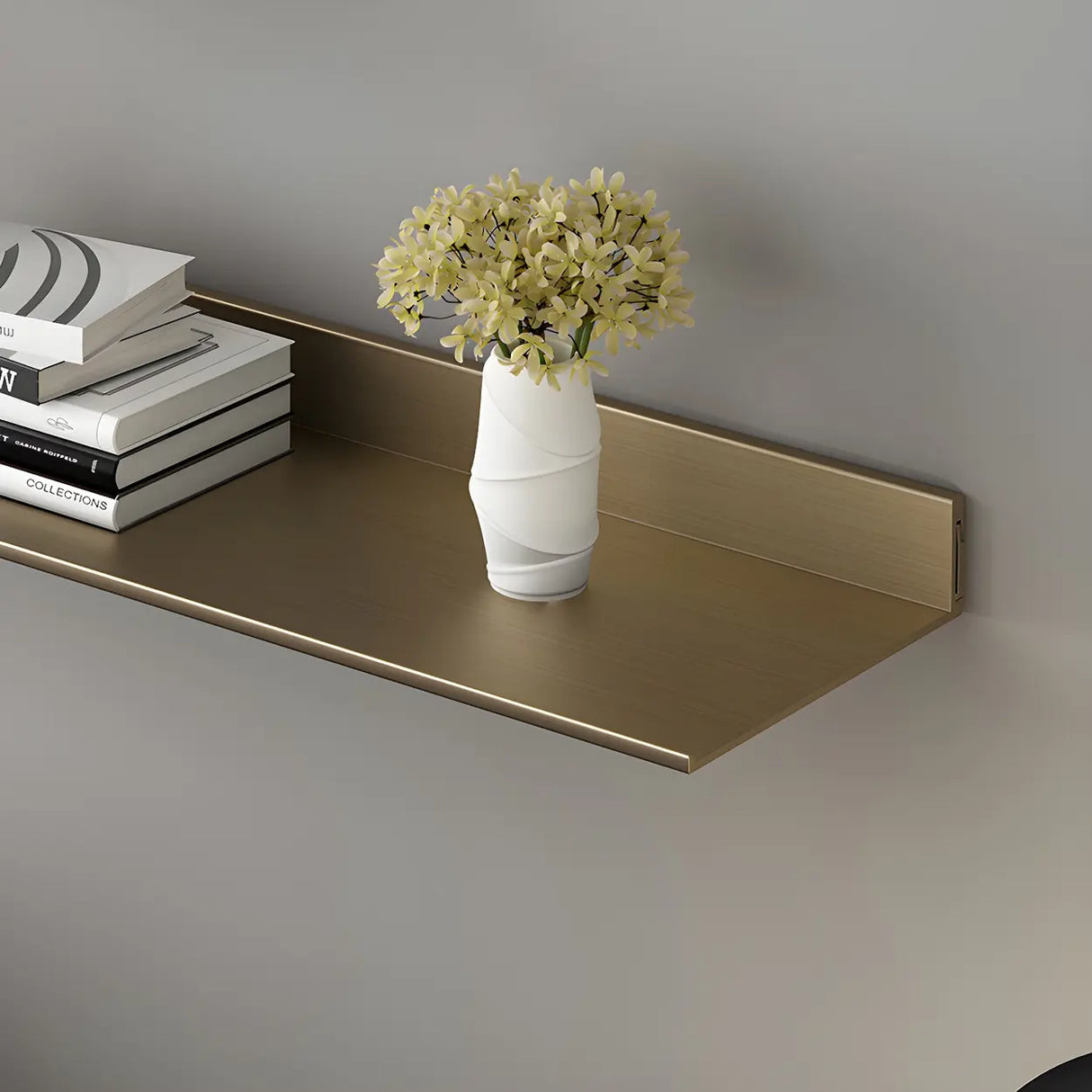 Stylish Horizontal Wall Mount Metal Short Bookshelves Image - 9