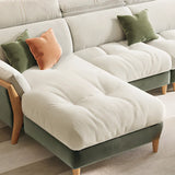 Stylish L-Shape Stationary Fabric White Standard Chaise Sofa Image - 13