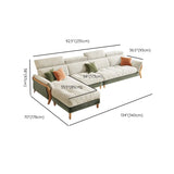 Stylish L-Shape Stationary Fabric White Standard Chaise Sofa Image - 21