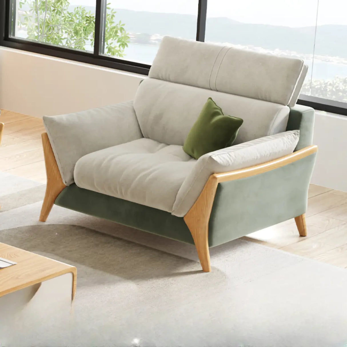 Stylish L-Shape Stationary Fabric White Standard Chaise Sofa Image - 4