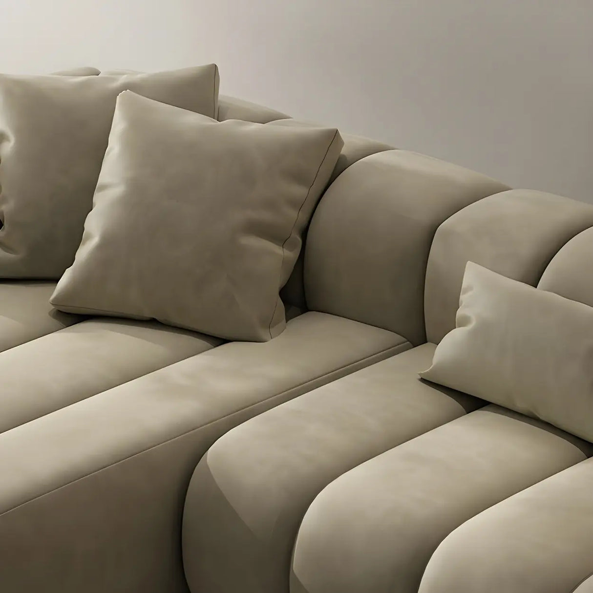Stylish L-Shaped Velvet Sage Green Large Sectional Sofa Image - 11