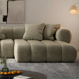 Stylish L-Shaped Velvet Sage Green Large Sectional Sofa Image - 13