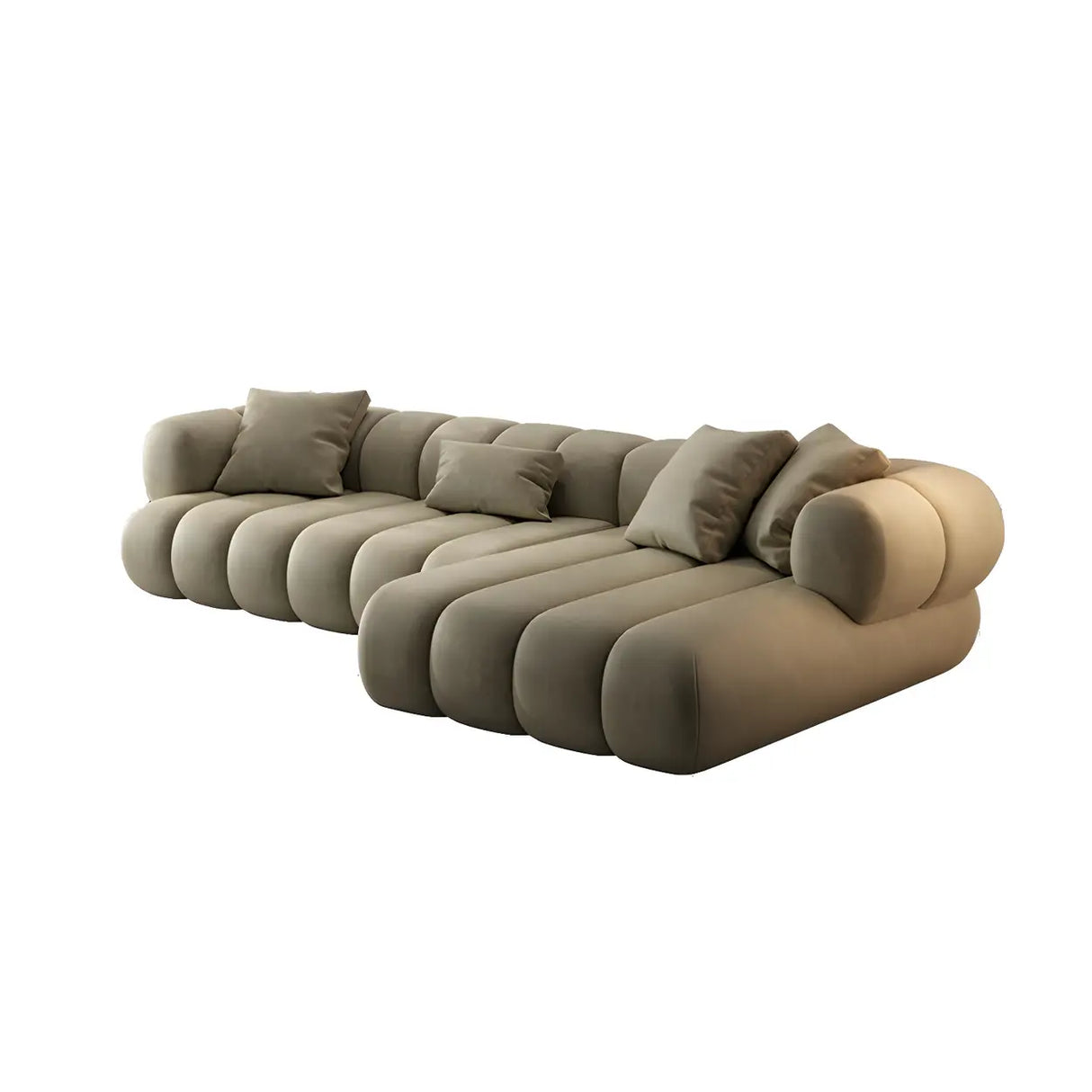 Stylish L-Shaped Velvet Sage Green Large Sectional Sofa Image - 17